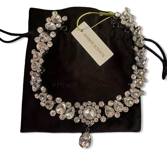 Amber Sceats Revolve Silver Crystal choker Necklace rhinestone NWT
